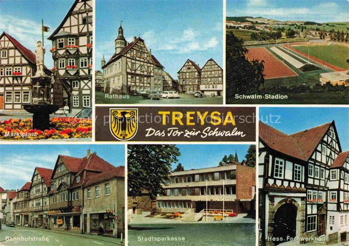 Treysa Marktplatz Rathaus Bahnhofstrasse Sparkasse Hessisches Fachwerkhaus Schwa