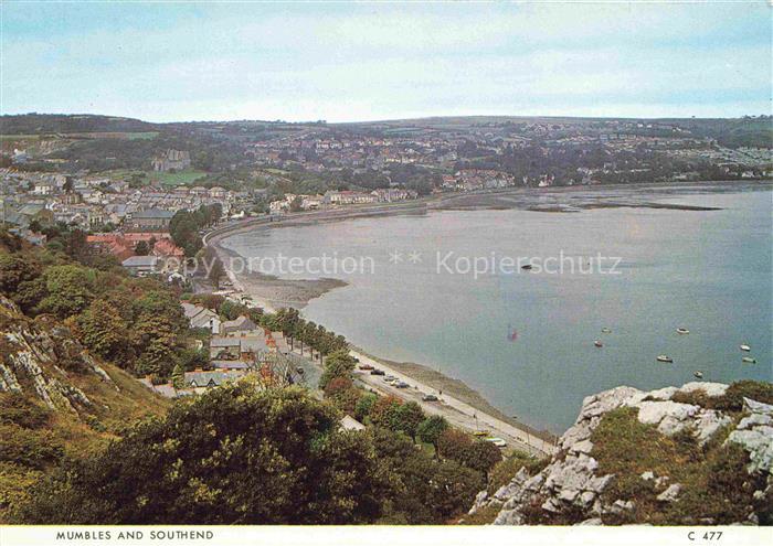 Mumbles Swansea Wales UK Kuestenpanorama Mumbles and Southend