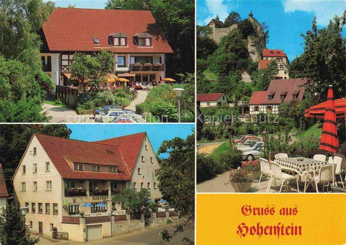 Hohenstein Hersbruck Hotel Landgasthof Hohensteiner Hof Terrasse Blick zur Burg