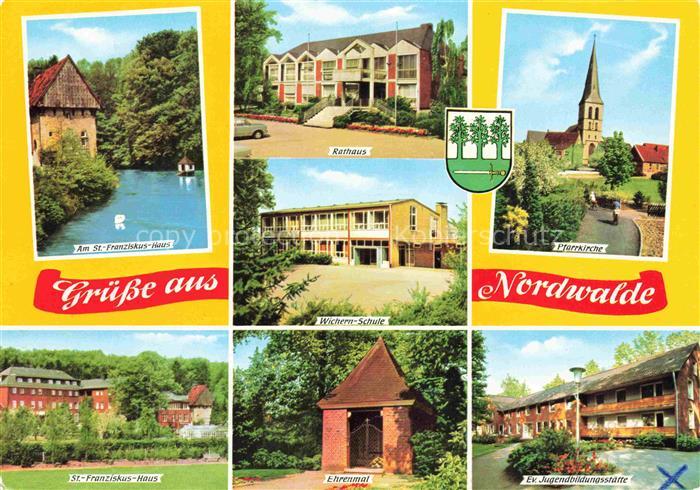 Nordwalde NRW St. Franziskus-Haus Rathaus Schule Kirche Ehrenmal Jugendbildungss