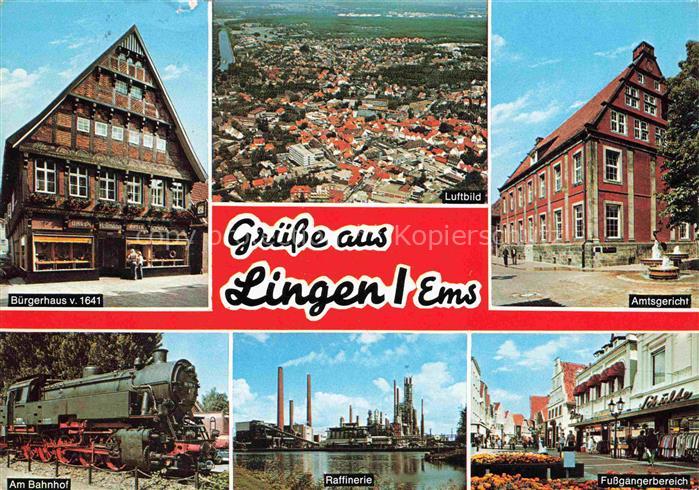 Lingen Ems Buergerhaus 17. Jhdt Fachwerkhaus Luftbild Amtsgericht Dampflokomotiv