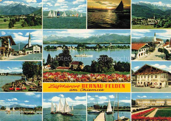 Felden Chiemsee Panorama Luftkurort Ortsmotive Kirche Schloss Segeln Alpenpanora