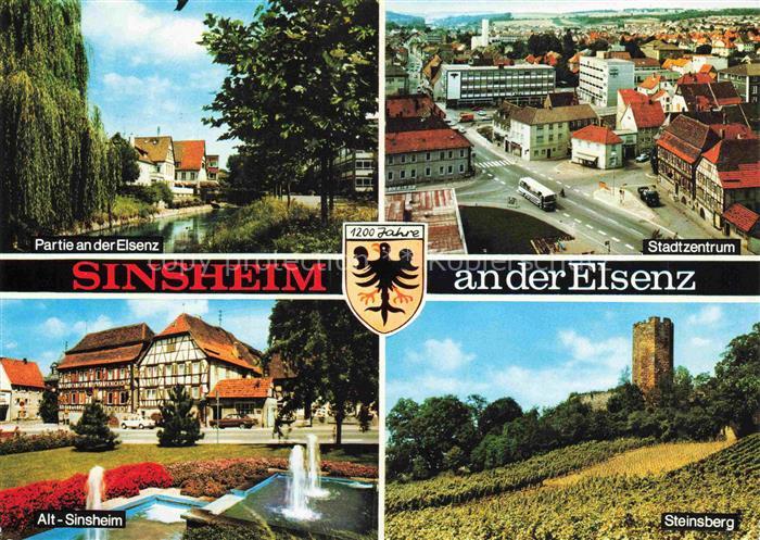 Sinsheim Elsenz Partie an der Elsenz Stadtzentrum Alt-Sinsheim Steinsberg Burgru