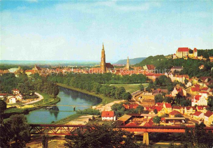 LANDSHUT  Isar Panorama Blick vom Klausenberg auf die Stadt