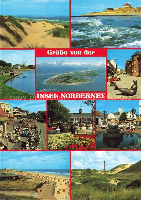 NORDERNEY Nordseebad Panorama Nordseeinsel Duenen Strand Ortszentrum Brunnen