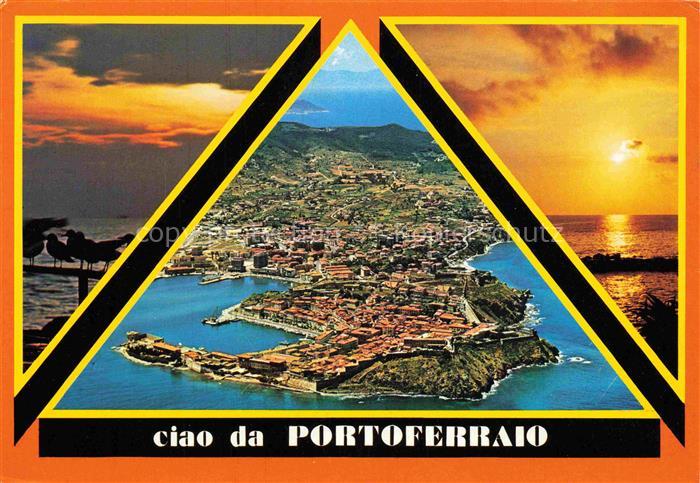 Portoferraio Elba Livorno Toscana IT Luftaufnahme Sonnenuntergang am Meer