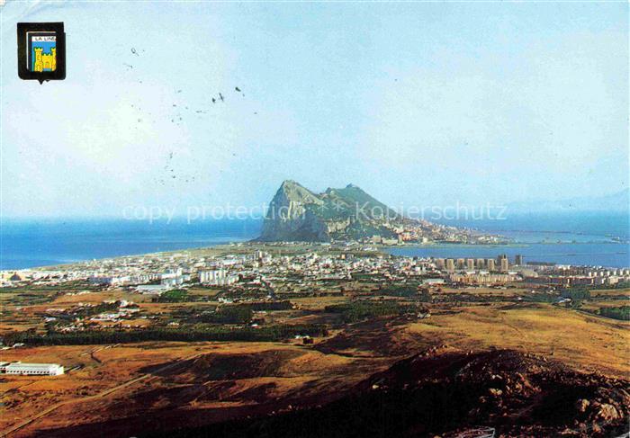 La Linea Cadiz Andalucia ES Vista del Penon de Gibraltar y la Linea vista aérea