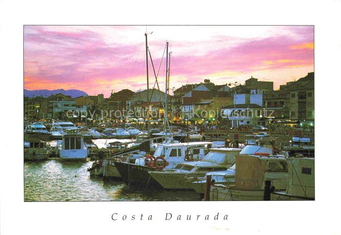 Cambrils Costa Dorada ES Hafen bei Sonnenuntergang
