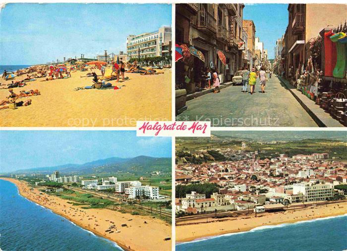 Malgrat-de-Mar Cataluna ES Strand Zentrum Strand Luftaufnahmen