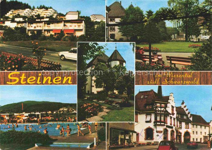 Steinen Wiesental BW Teilansichten Freibad Kirche