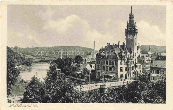 Waldheim  Sachsen Ansicht mit Rathaus