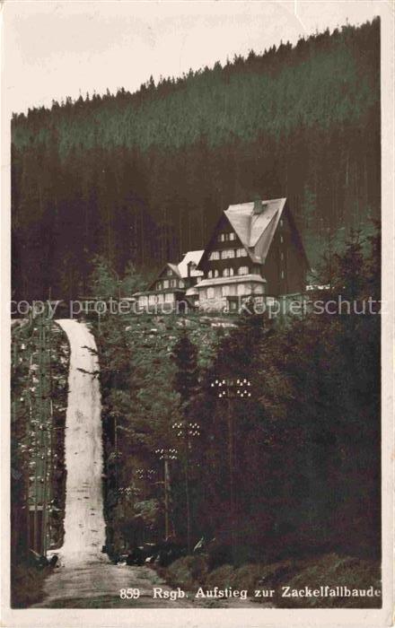 Schreiberhau Szklarska Poreba Riesengebirge PL Aufstieg zur Zackelfallbaude Wass