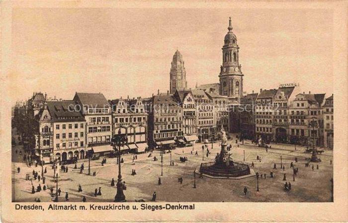 DRESDEN Elbe Altmarkt Kreuzkirche Siegesdenkmal
