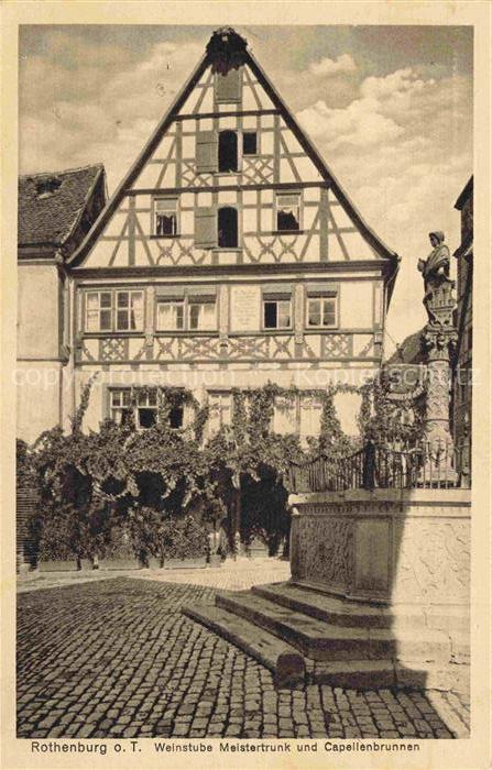 ROTHENBURG TAUBER Weinstube Meistertrunk und Capellenbrunnen Fachwerkhaus
