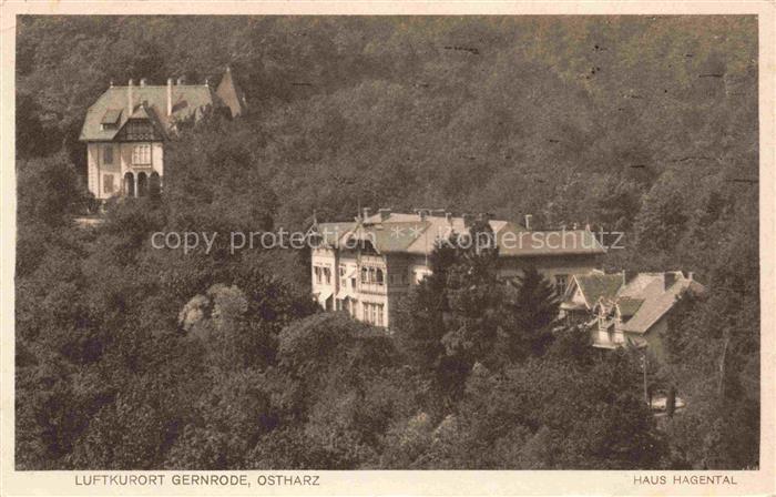 Gernrode Harz Teilansicht Luftkurort mit Haus Hagental