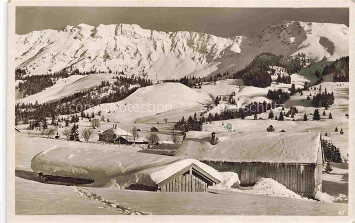 Oberjoch Bad Hindelang Panorama Wintersportplatz Neuschnee in Oberjoch mit Isele