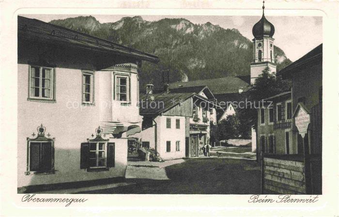OBERAMMERGAU Bayern Partie beim Sternwirt Blick zur Kirche