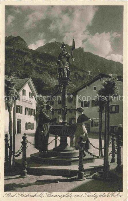BAD REICHENHALL Florianiplatz Brunnen Preditstuhlbahn