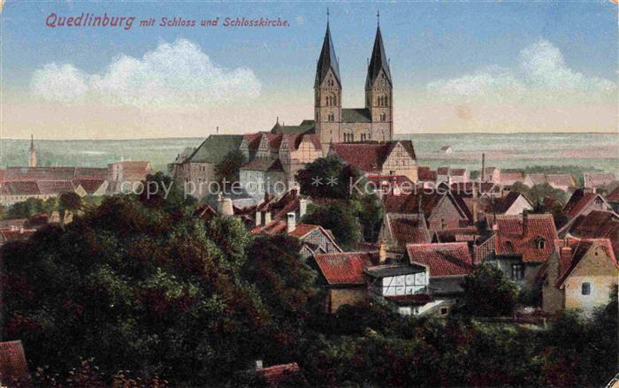 Quedlinburg Harz Stadbild mit Schloss und Schlosskirche
