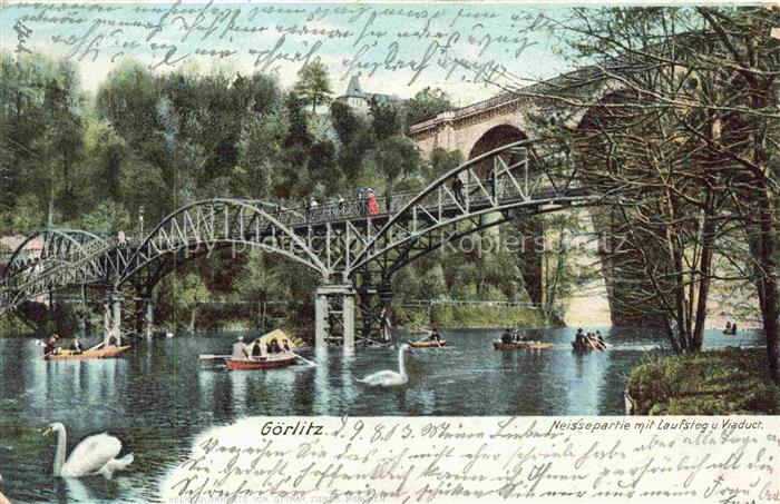 GoeRLITZ Sachsen Neissepartie mit Laufsteg und Viadukt