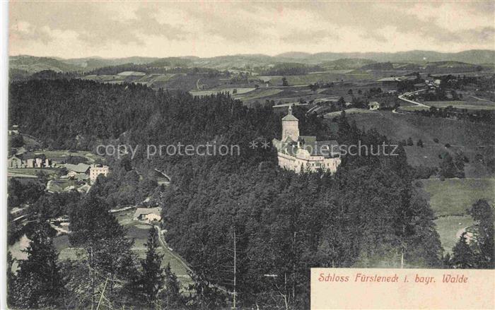 Fuersteneck Bayern Panorama mit Blick zum Schloss Fuersteneck