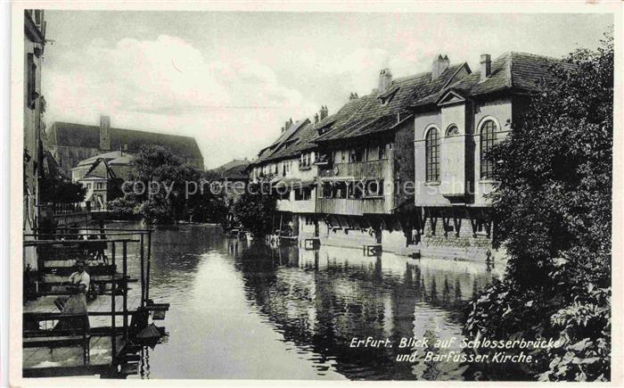 ERFURT CITY Blick auf Schlosserbruecke und Barfuesser Kirche