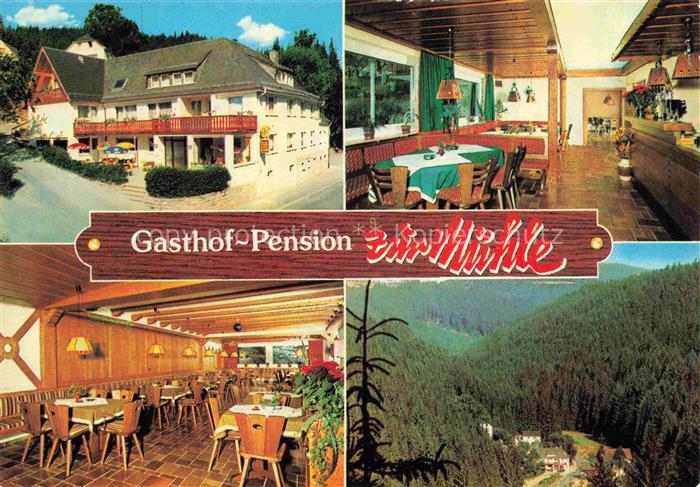 Schuebelhammer Gasthof Pension zur Muehle Gastraum Landschaftspanorama Blick ins