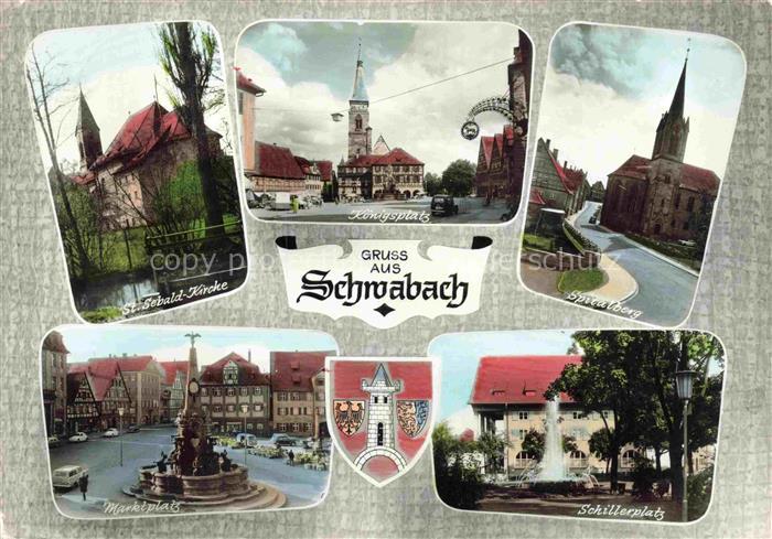 Schwabach Bayern St. Sebald-Kirche Koenigsplatz Spitalberg Marktplatz Brunnen Sc