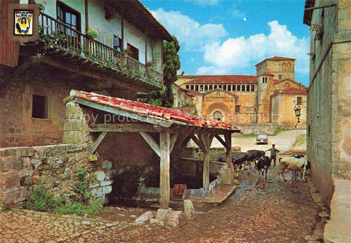Santillana del Mar SANTANDER Cantabria ES Calle del Rio al fondo la Colegiata