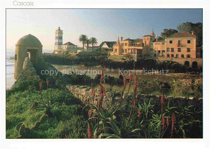 Cascais Cascaes PT Farol de Santa Marta e sua pequena praia Lighthouse Beach