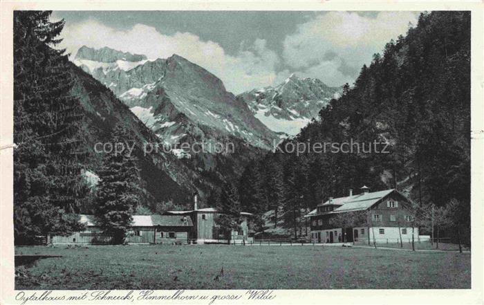 Oytalhaus 1010m Oberstdorf Oberallgaeu mit Schneeck Himmelhorn und grosse Wilde