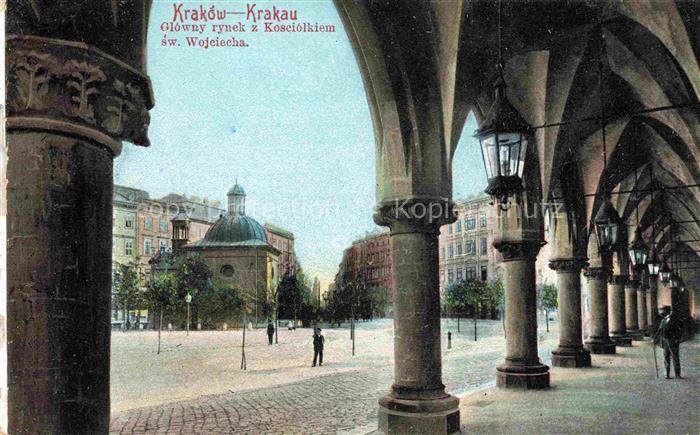KRAKOW Krakau PL Glowny rynek z Kosciolkiem sw Wojciecha