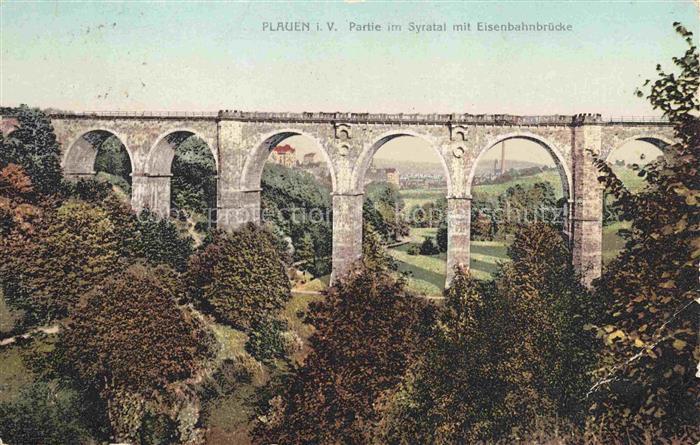 PLAUEN Vogtland Partie im Syratal mit Eisenbahnviadukt
