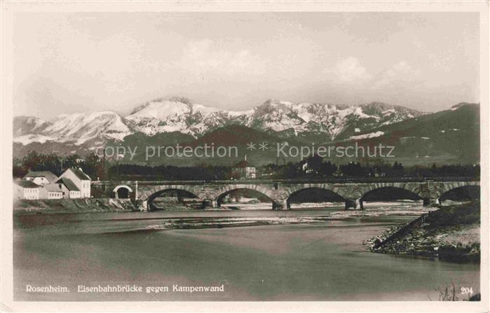 Rosenheim Bayern Eisenbahnbruecke mit Kampenwand