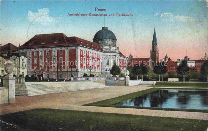 Posen  POZNAN PL Ansiedelungs Kommission und Paulikirche Feldost