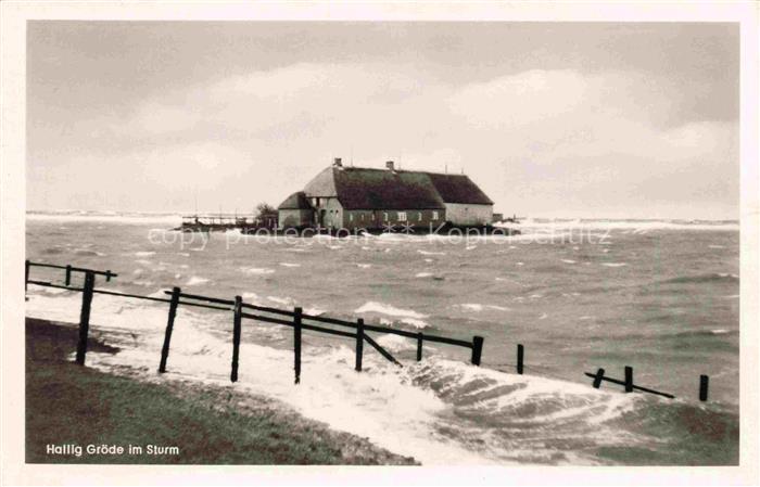 Hallig Groede Nordfriesland im Sturm