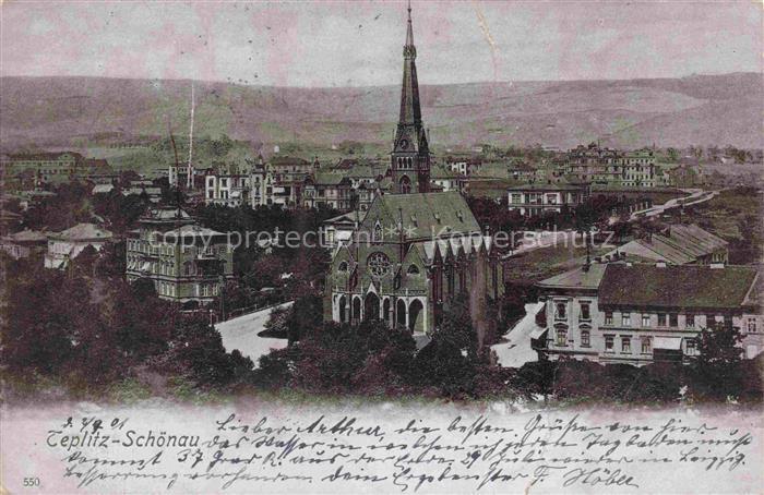 Teplitz -Schoenau TEPLICE CZ Stadtbild mit Kirche