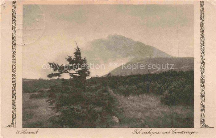 Karpacz Krummhuebel Riesengebirge PL Panorama Schneekoppe nach Gewitterregen Kue