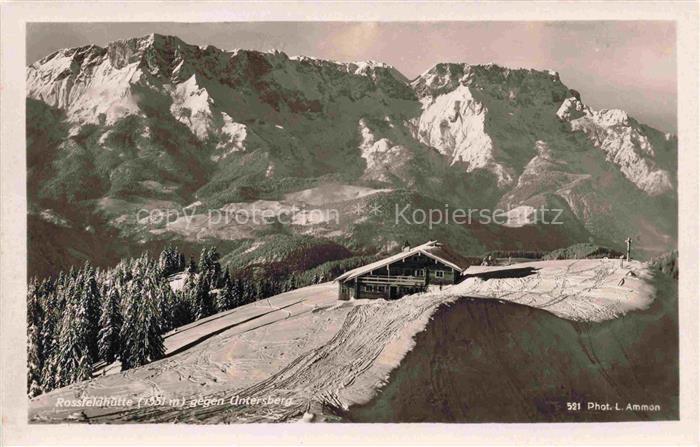BERCHTESGADEN Bayern Rossfeldhuette Winterpanorama Blick gegen Untersberg Bercht