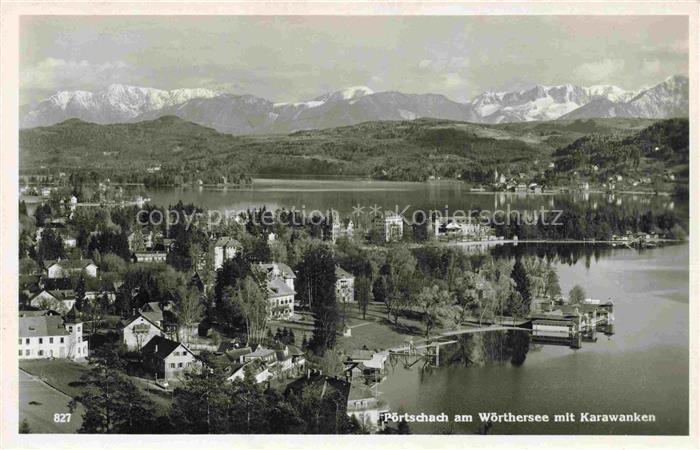 Poertschach Woerthersee Kaernten AT Panorama Blick gegen Karawanken