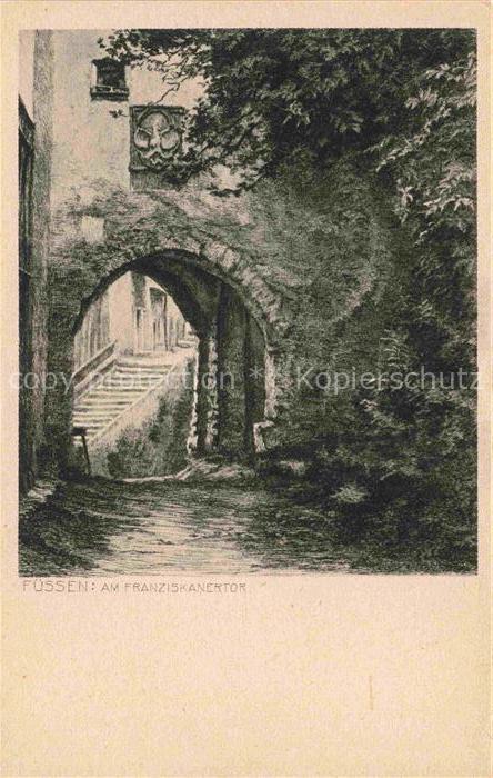 Fuessen am Lech Allgaeu Bayern Am Franziskanertor J. Neumann Kuenstlerkarte