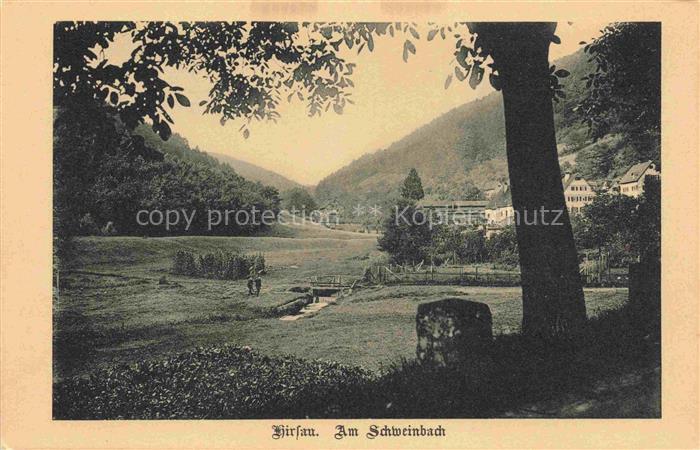 Hirsau Landschaftspanorama Partie am Schweinbach Heimatschutzkarte
