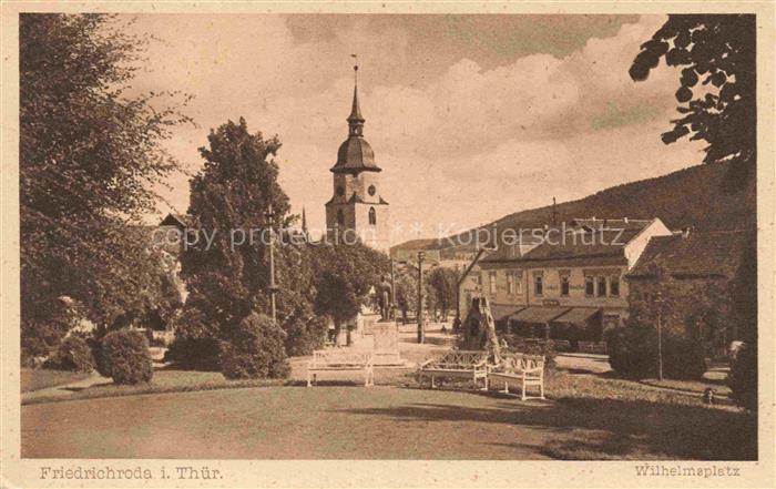 Friedrichroda Thueringen Wilhelmsplatz Blick zur Kirche