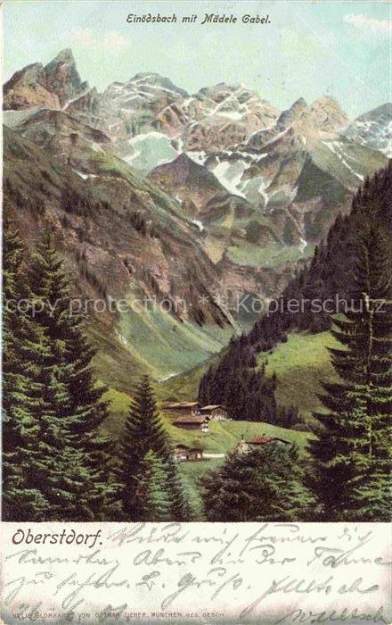 Einoedsbach Oberstdorf Panorama Blick gegen Maedelegabel Allgaeuer Alpen