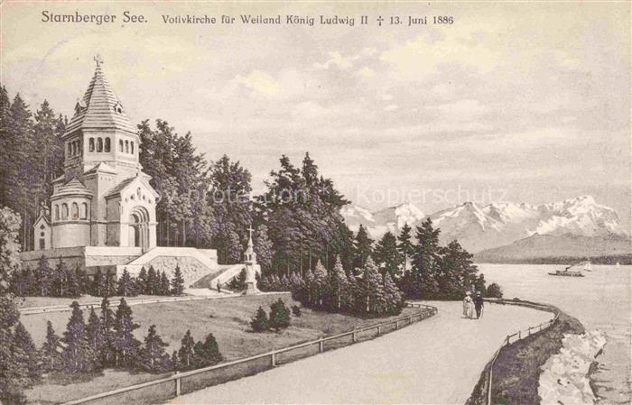 Berg Starnberg Votivkirche fuer Weiland Koenig Ludwig II Feldpost