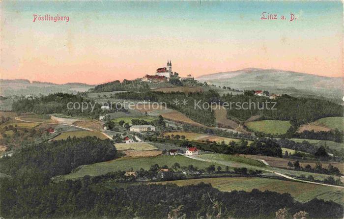 Poestlingberg Linz Oberoesterreich AT Panorama Blick zur Wallfahrtskirche