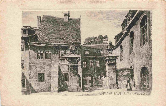 WEIMAR  Thueringen Wittums Palais Kuenstlerkarte Original Radierung Handpressen-