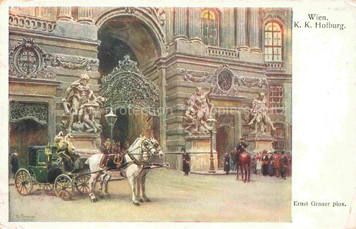 WIEN AT Hofburg Pferdekutsche Ernst Graner Kuenstlerkarte