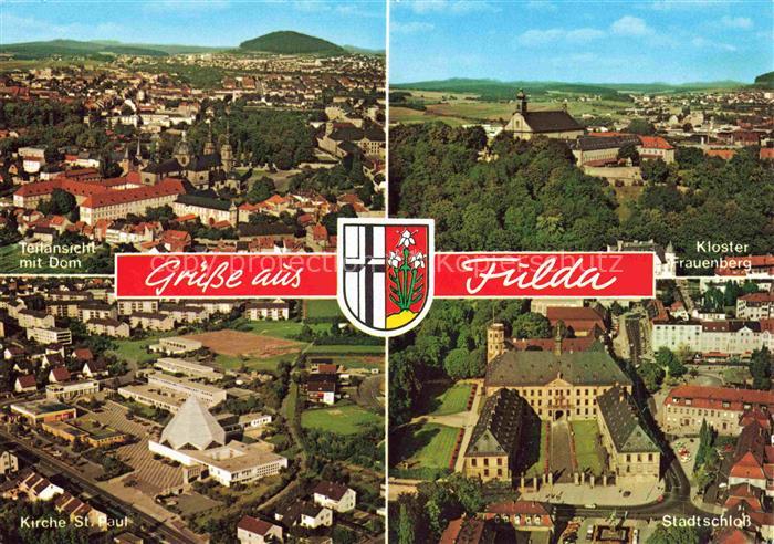 FULDA Hessen Totalansicht mit Dom Kloster Frauenberg Kirche St. Paul Stadtschlos