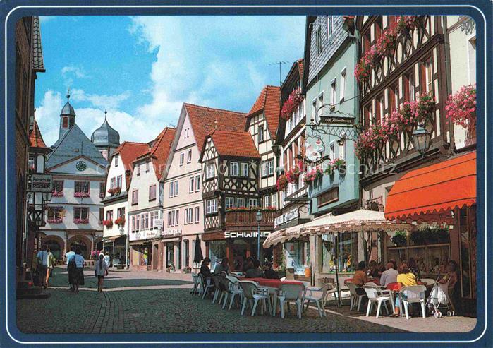 Lohr Main Hauptstrasse Altstadt Fachwerkhaeuser Strassencafés